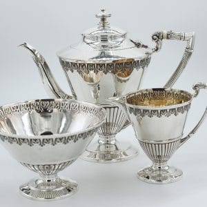 Antique Silver Three Piece Tea Set, 1875