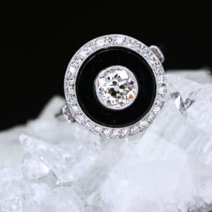 Onyx & Diamond Engagement Ring | CM Weldon