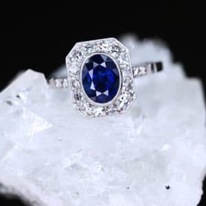 Sapphire and Platinum Engagement Ring | CM Weldon