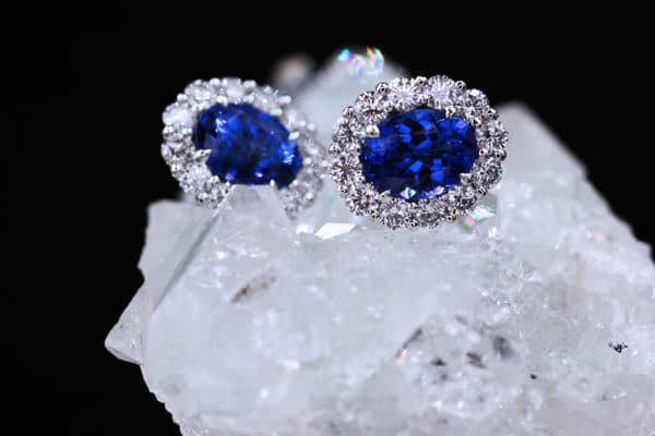 Tanzanite and Diamond Cluster Earrings
