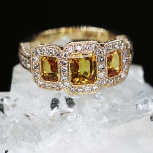 Yellow Sapphire Three Stone Engagement Ring | CM Weldon