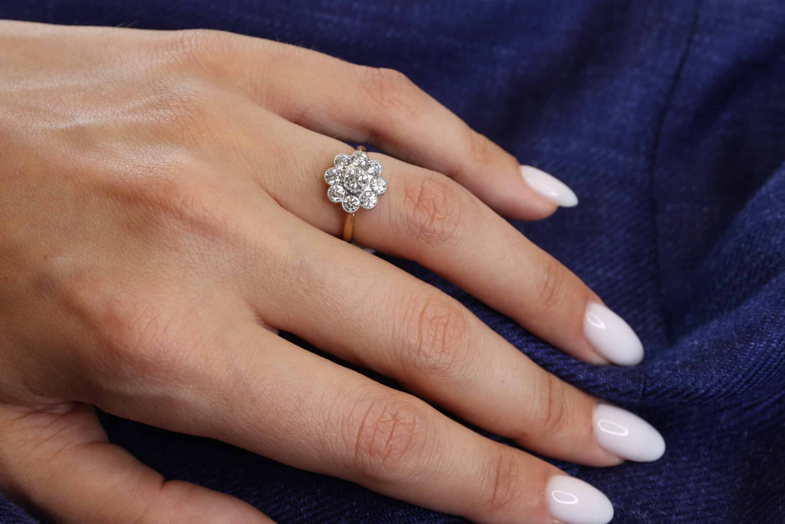 Diamond and Gold Daisy Engagement Ring - CM Weldon