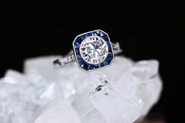 Art Deco diamond and sapphire engagement ring | CM Weldon