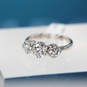 3 stone lab grown diamond engagement ring | CM Weldon